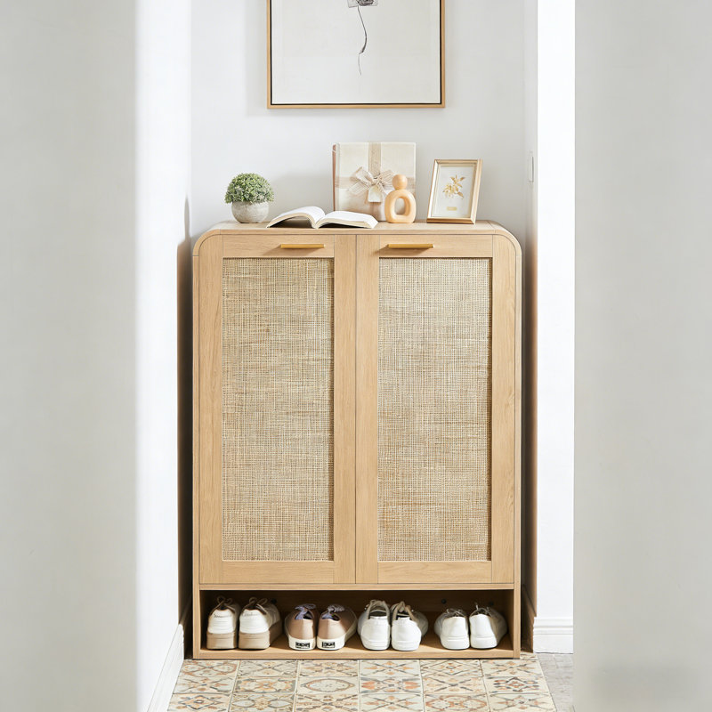 Armoire de rangement à chaussures à 6 niveaux avec tablettes réglables et armoire à chaussures à 2 niveaux, Chêne