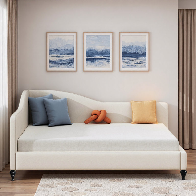 L-shaped Daybed With Solid Wood Legs, Full/Double