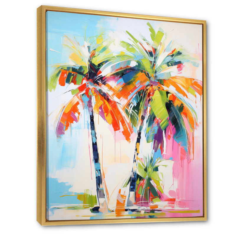Colell Palm Trees Palm IV sur toile, H 20 po x l 12 po x P 1 po, Cadre flottant doré