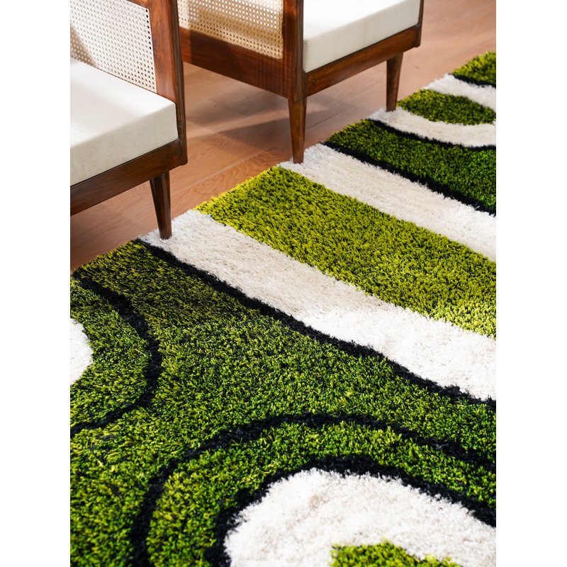 Tapis rectangulaires en polyester Angeles Vert et beige | Design contemporain | Tapis de salon, Rectangle 6 pi x 9 pi