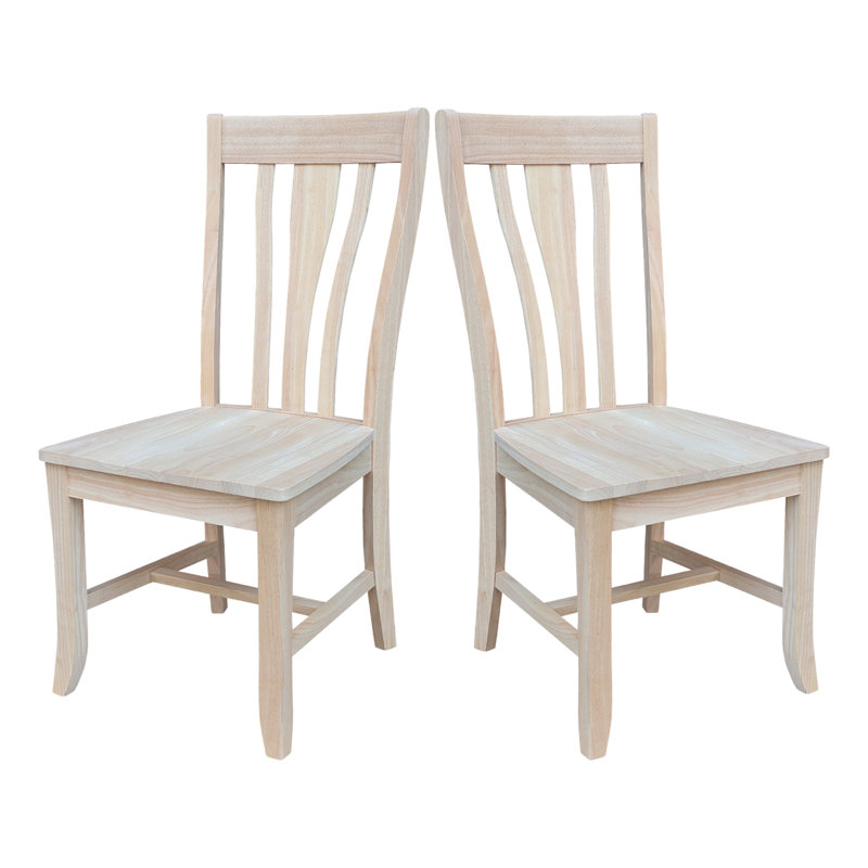 Chaise d'appoint à dossier en lattes de bois massif Virdie, Sans finition