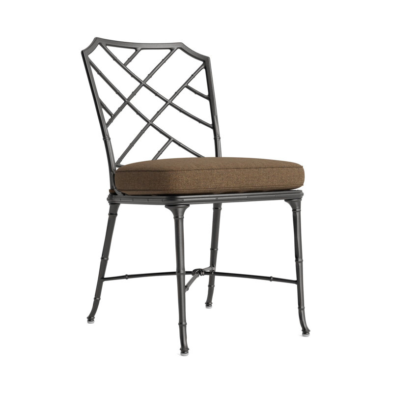 Calcutta Outdoor Dining Side Chair, Fusion Moccasian, Textured Pewter, Brown