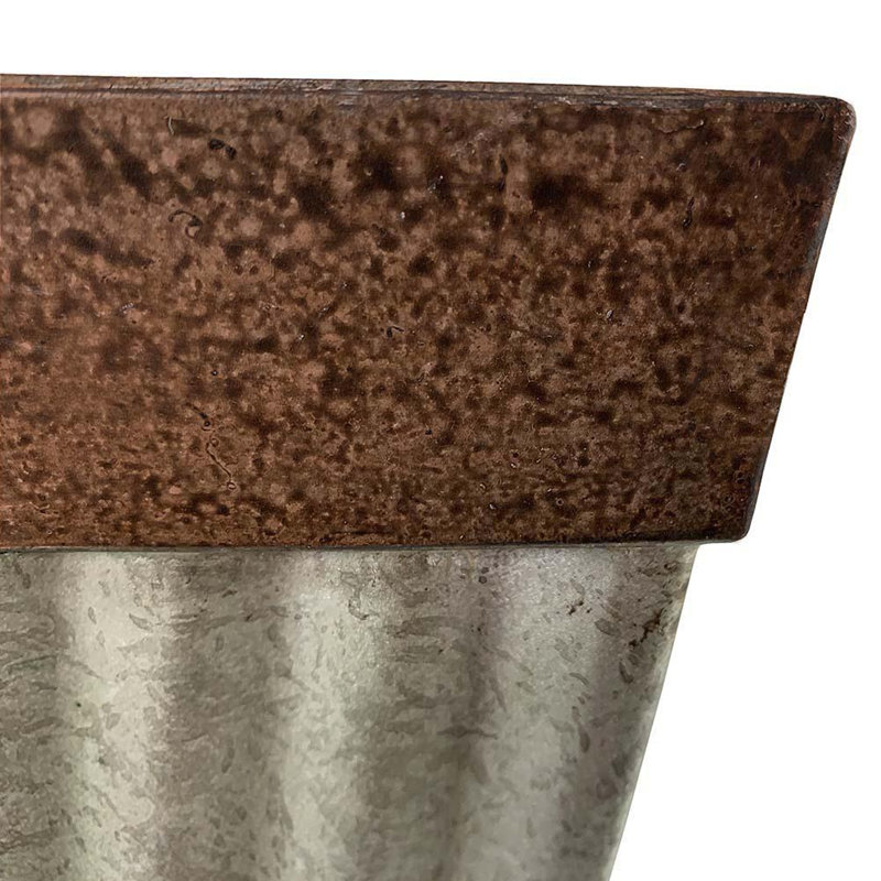 Rustic Galvanized Resin 16" Square Garden Planter, Weathered Finish