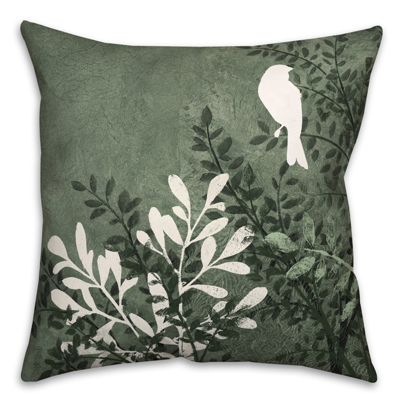  Housse et insert de coussin carré extérieur Bird on Branch, Vert