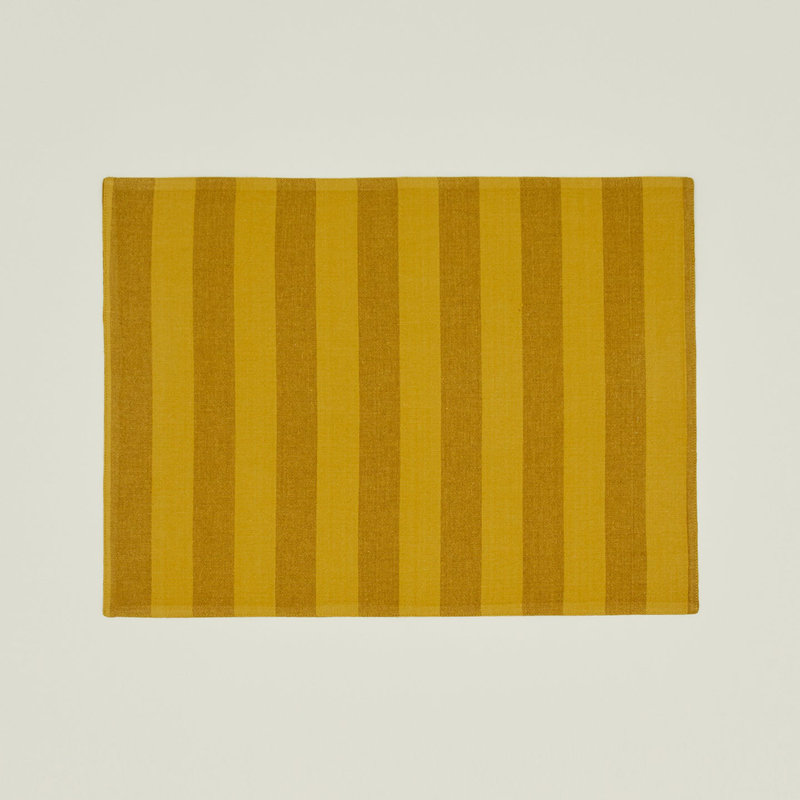 Essential Striped Placemat - Set Of 4, Mustard/Bronze
