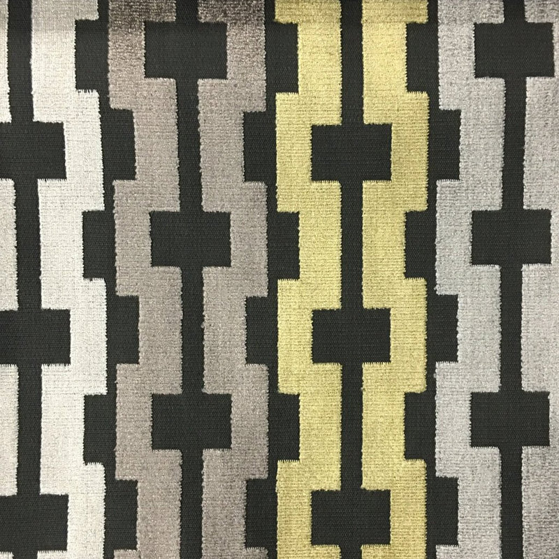Bardot-Piccadilly Geometric Cut Velvet Upholstery Fabric, Golden
