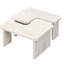 Table basse de salle à manger en forme de L, blanche, 123 x 58,5 cm et 90 x 80 cm détachables, style bois, dimensions en L, idéale pour les repas en plein air ou le jardin, facile d'entretien.