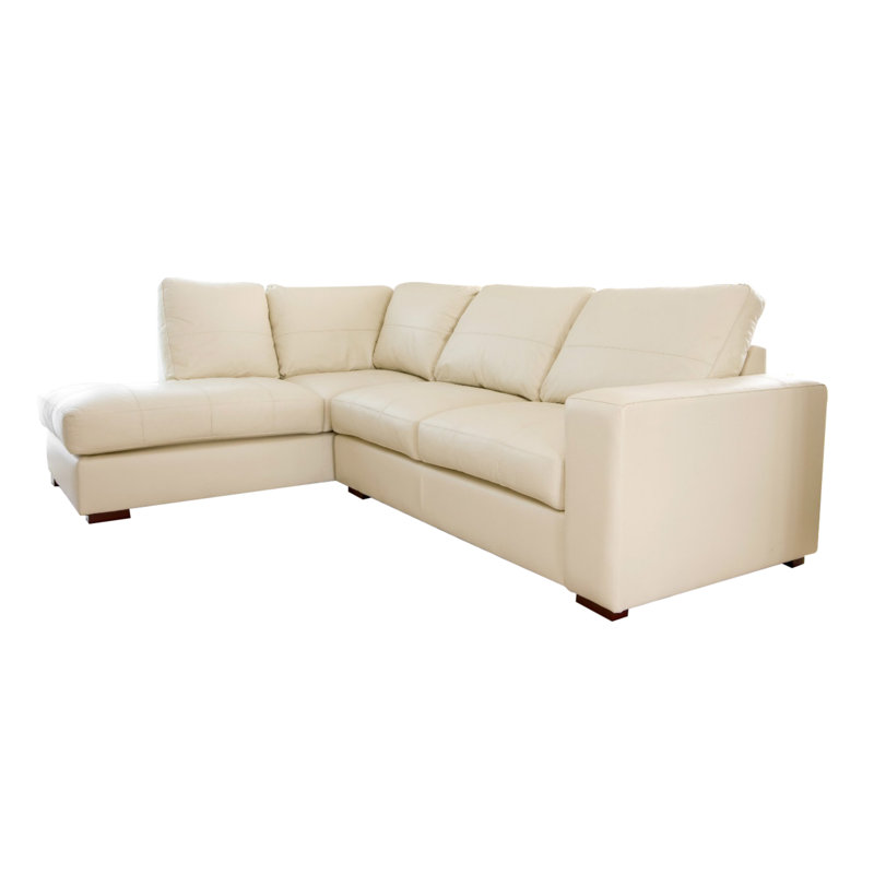 4 Seater Faux Leather Corner Sofa , Cream, Left facing