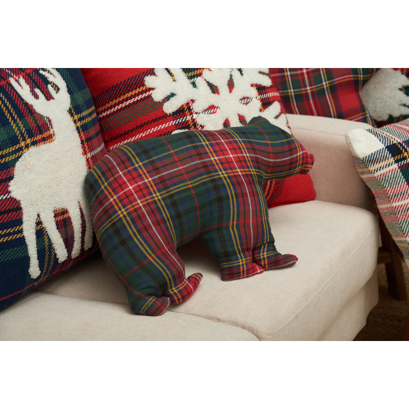 20" x 13.5" Plaid Bear Shaped Throw Pillow