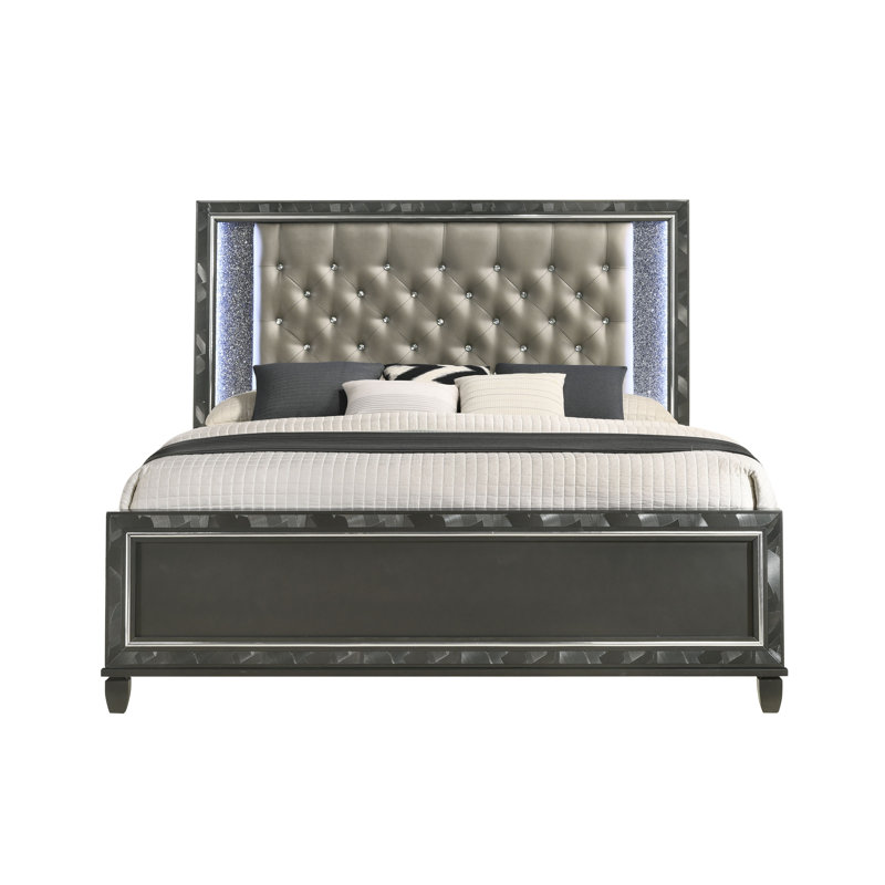 Joi Upholstered Standard Bed, California King, Black