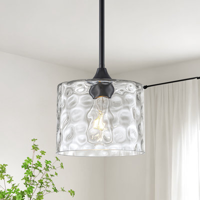 Borgen 1-Light Drum Hammered Glass Pendant Light