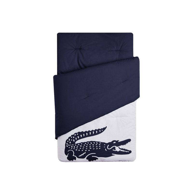 Ensemble d'édredon réversible standard en coton 4 pièces, Bleu marine, Édredon pour lit simple + 1 taie décorative stan