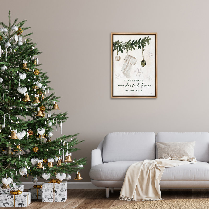 Toile flottante encadrée festive par Lux + Me Designs, Cadre flottant orme Montalcino, H 31 po x l 21 po