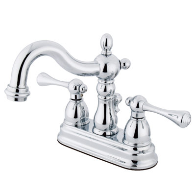 Robinet de salle de bain central à 4 poignées à 3 trous à fixation sur le comptoir avec laiton escamotable Kingston