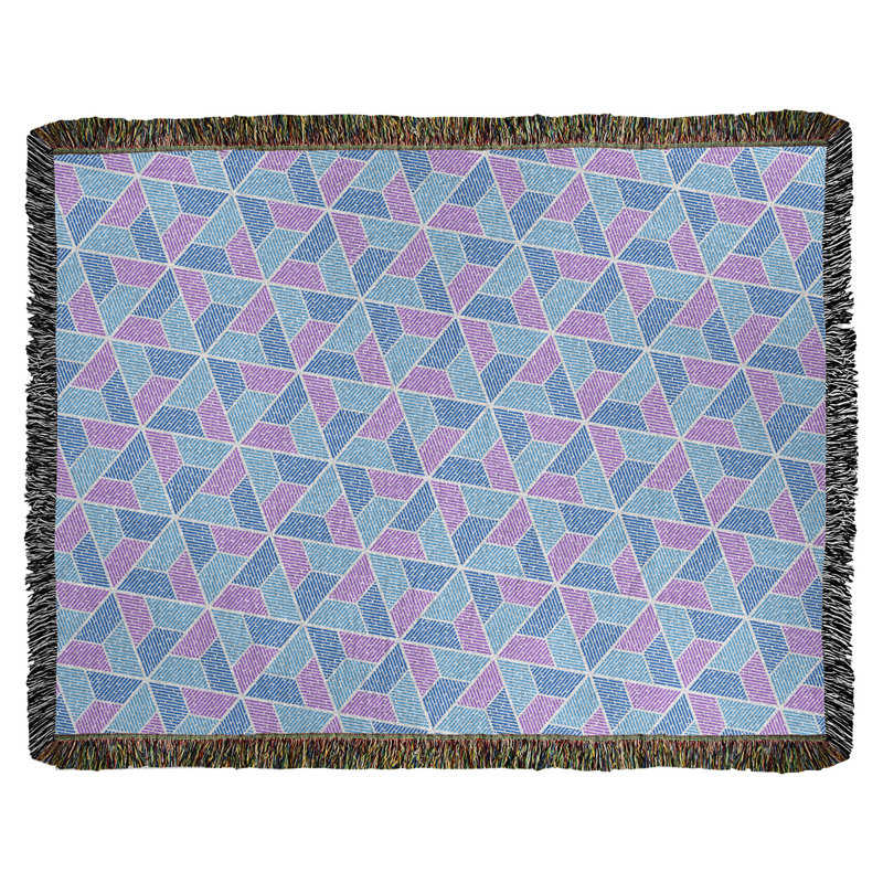 Couverture tissée Katelyn Elizabeth Trapezoids, l 50 po x L 60 po, Bleu / Mauve