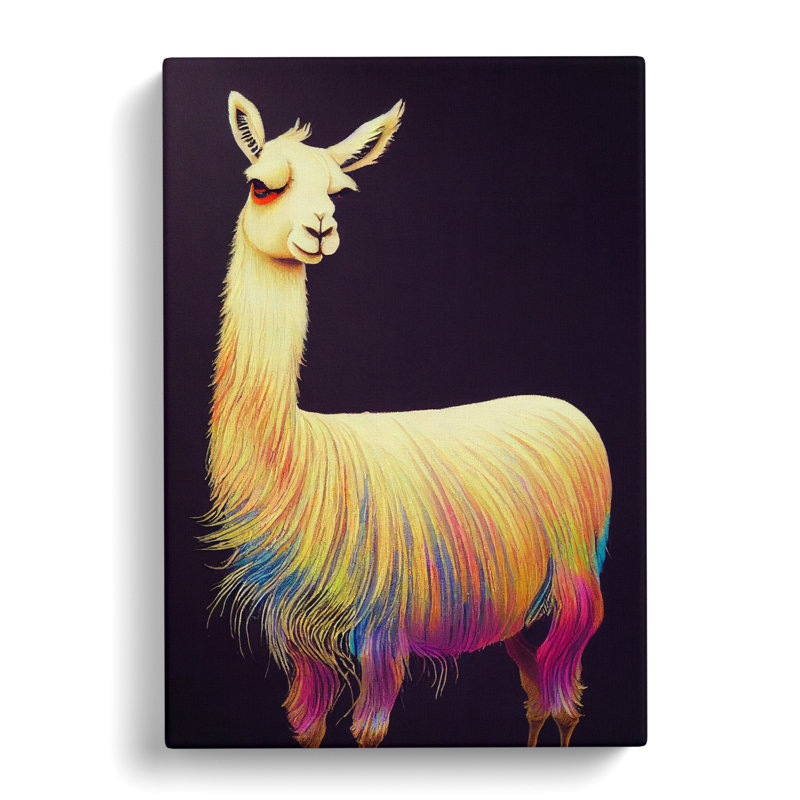 Llama Marbling - Wrapped Canvas, 50cm H x 35cm W x 3cm D