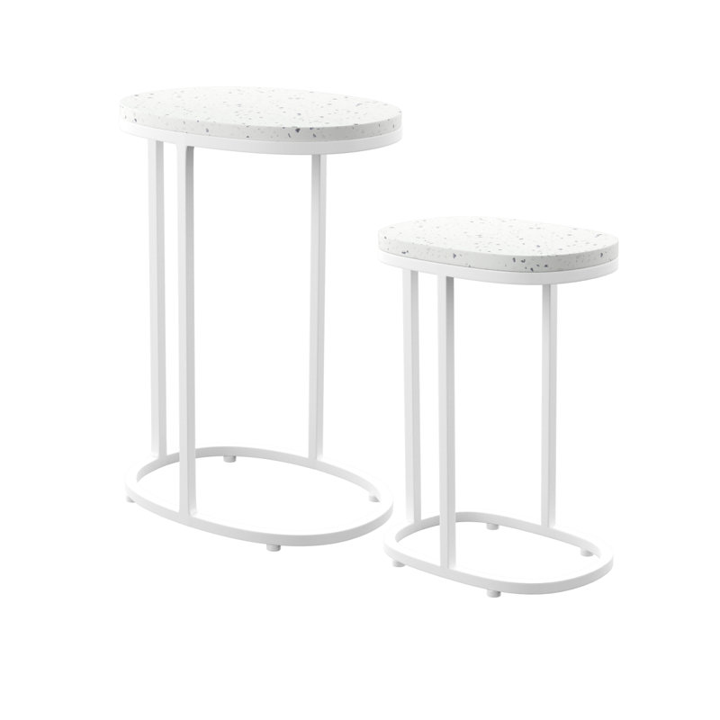 Ensemble de 2 tables gigognes d'extérieur Vicanno Terrazzo