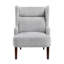 Fauteuil à oreilles contemporain gris, revêtement en chenille, structure décorative, structure en contreplaqué-562815344