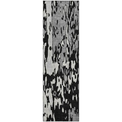 Premium Machine Washable Prisco Black Rug
