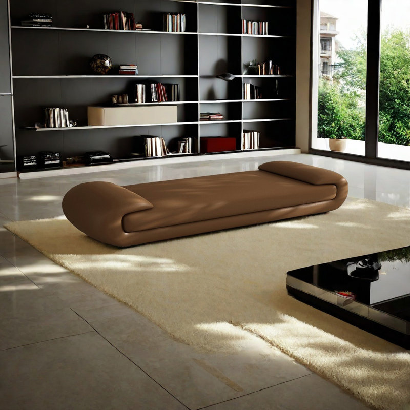 Banc rembourré en cuir Jacara, Brun