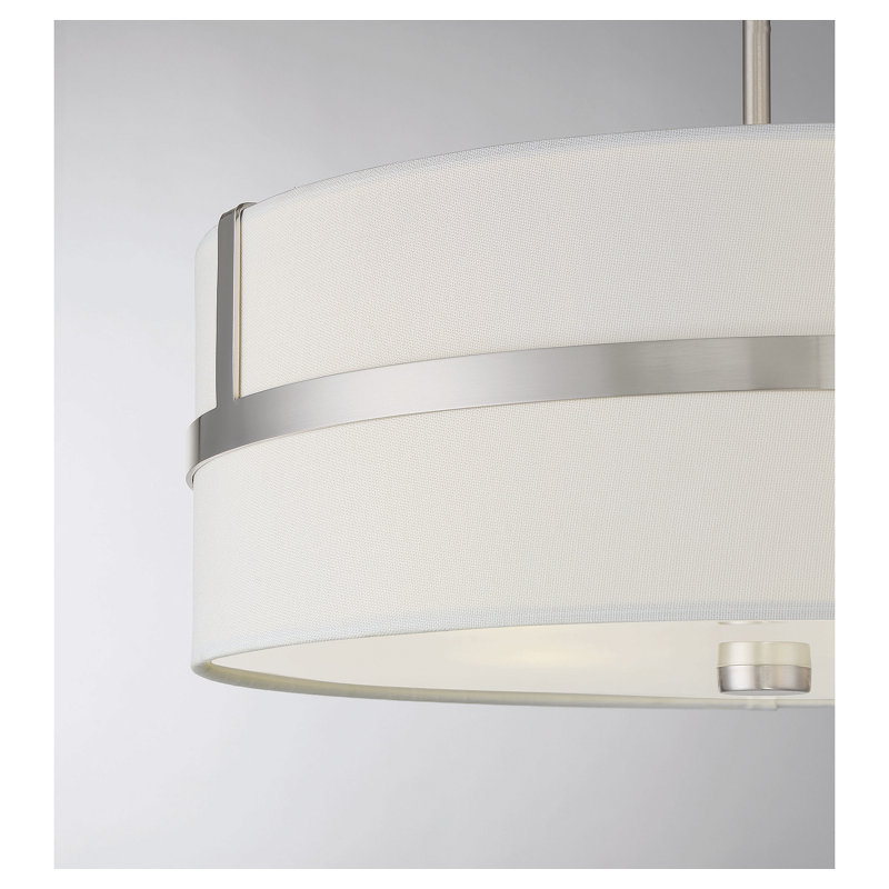 Luminaire suspendu tambour simple à 4 lumières en nickel brossé Gilbreath, Nickel brossé