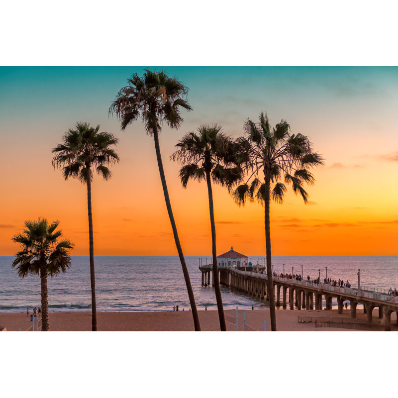 California Beach At Sunset - Wrapped Canvas Print, 30cm H x 46cm W