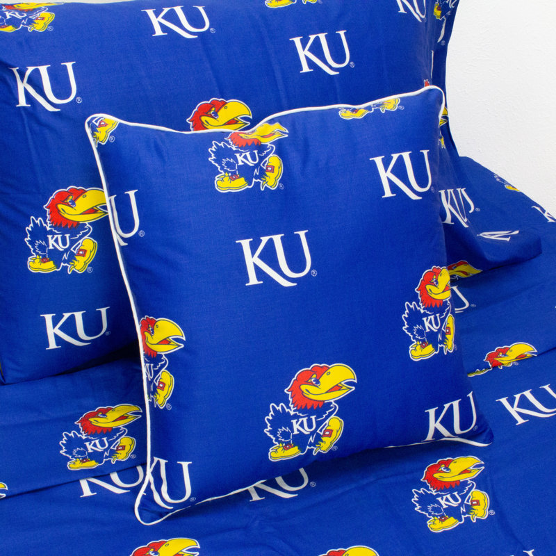 NCAA Square Pillow Cover & Insert, Kansas