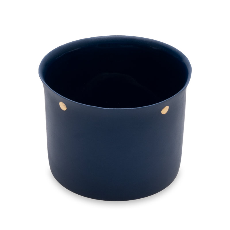 Handmade Coffee Mug, Navy/Gold