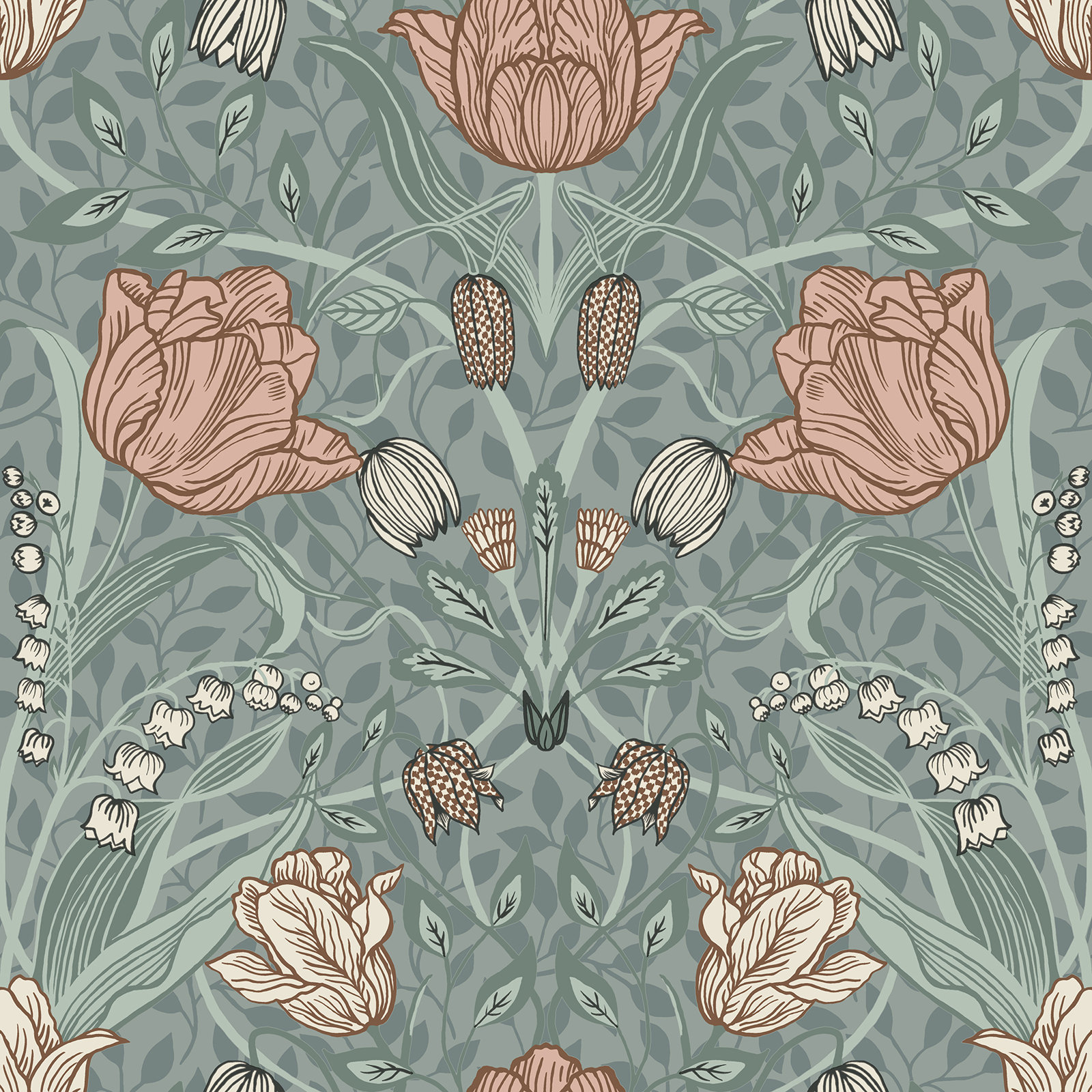 Orelia Wallpaper Roll, Sage, 33' L x 20.5" W