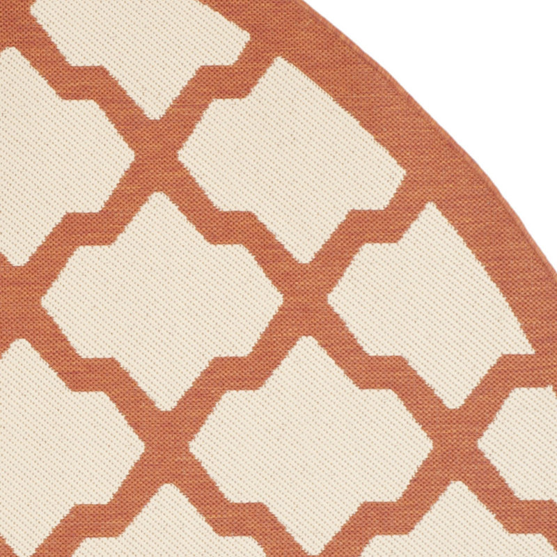 Bordeaux Geometric Beige/Orange Indoor/Outdoor Area Rug, Round 7'1"