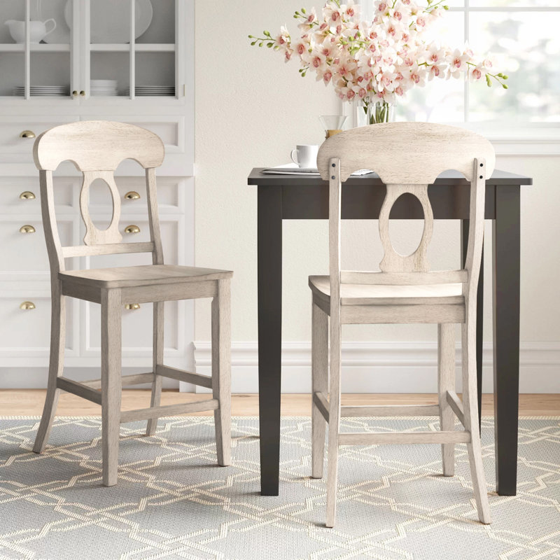 Beaufort Solid Wood Counter Stool, Antique White, Counter Stool (24.21” Seat Height)