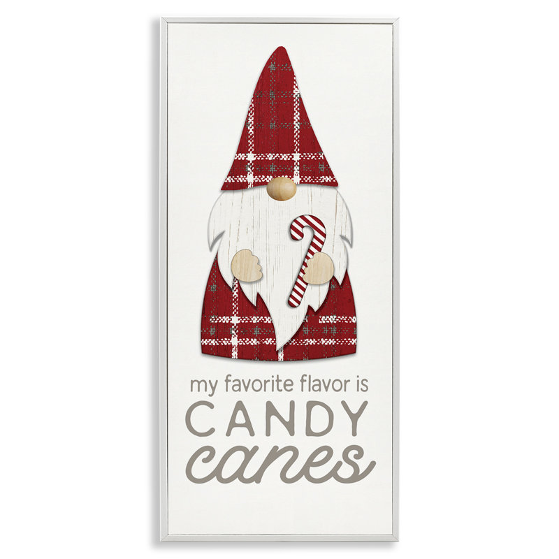 Gnome de Noël avec canne de bonbon, estampe numérique par PDR, LLC, Giclée encadrée blanc bord de mer, H 30 po x l 13 po