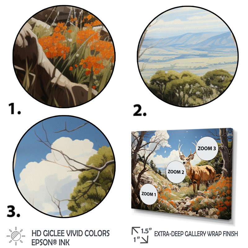 Paysage d'antilope de Baylaa - impression, Cadre flottant blanc, H 34 po x l 44 po x P 1,5 po