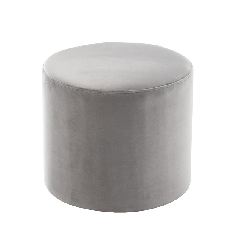 Upholstered Pouf, Light Gray Velvet