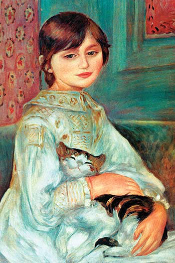 « jilie manet avec chat » par pierre-auguste renoir-impression, H 30 po x l 20 po