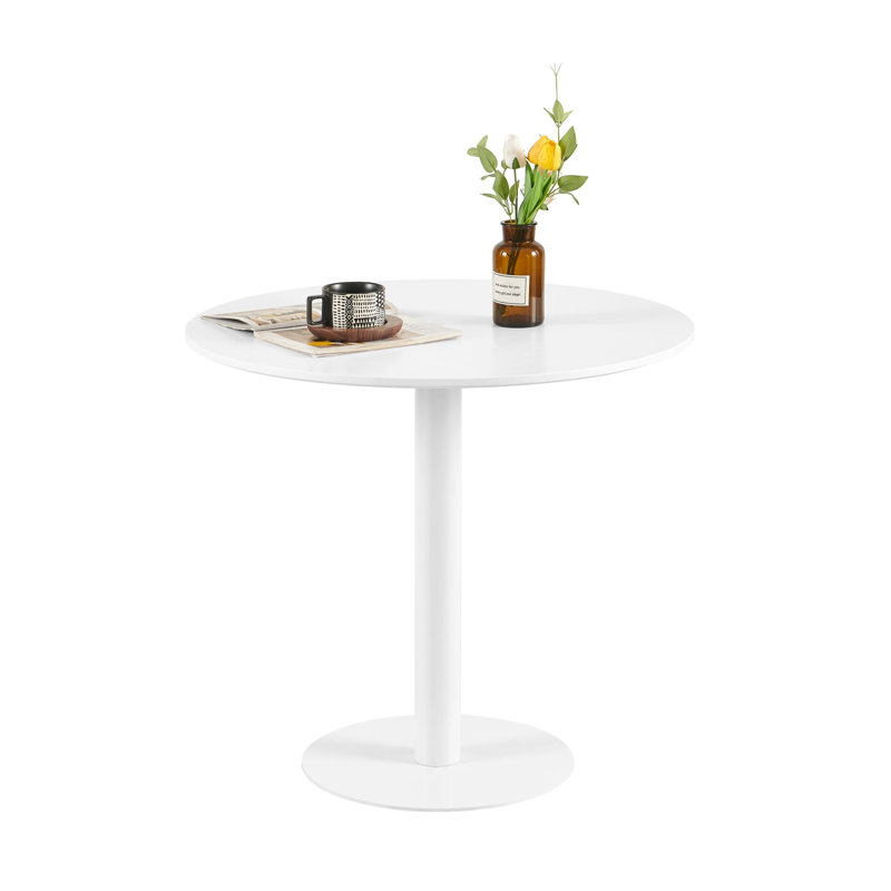Ensemble de 3 tables de salle à manger modernes et rondes avec 2 chaises en velours, Rose