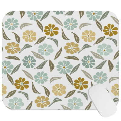 Floral Retro Flowers XV Retro Gaming Cute Office Laptop Desk Pad Gift Mat Square Rectangle Non-Slip Mousepad