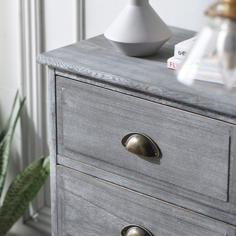 Allyson 45cm W Solid Wood Bedside Table, Grey