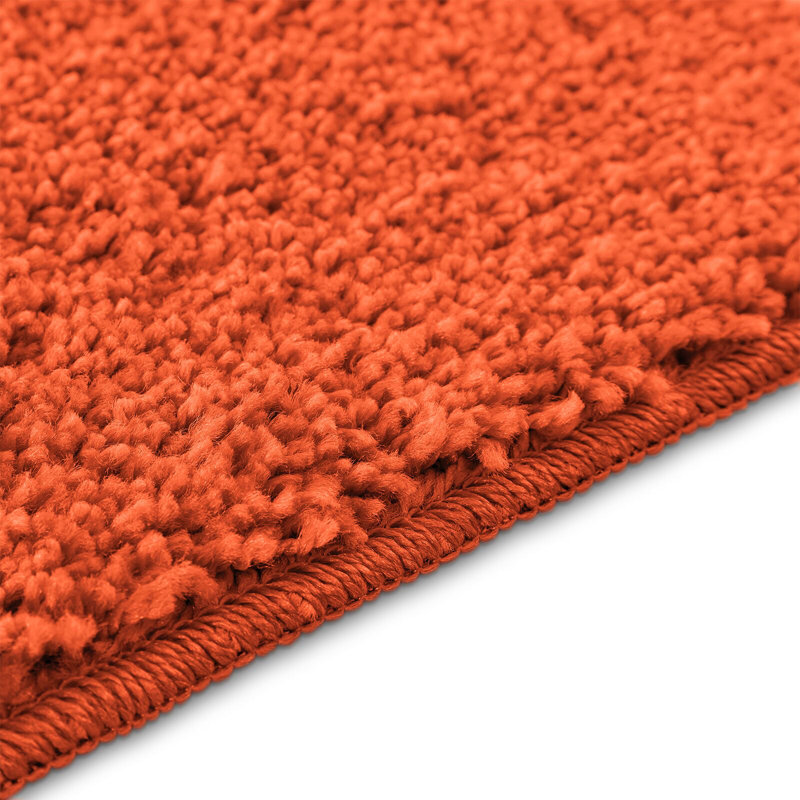 Cotton Non-Slip Bath Mats Rectangular, Orange, 60cm, 90cm