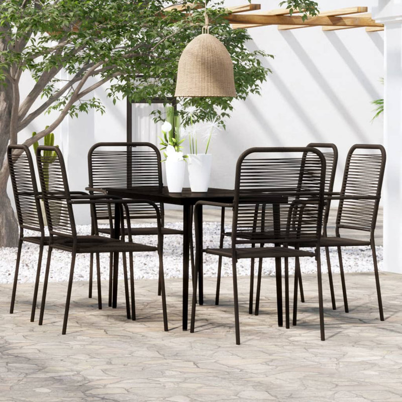 Sutiya Rectangular 6 - Person Dining Set with Cushions, 55.1" L x 27.6" W x 29.1" H