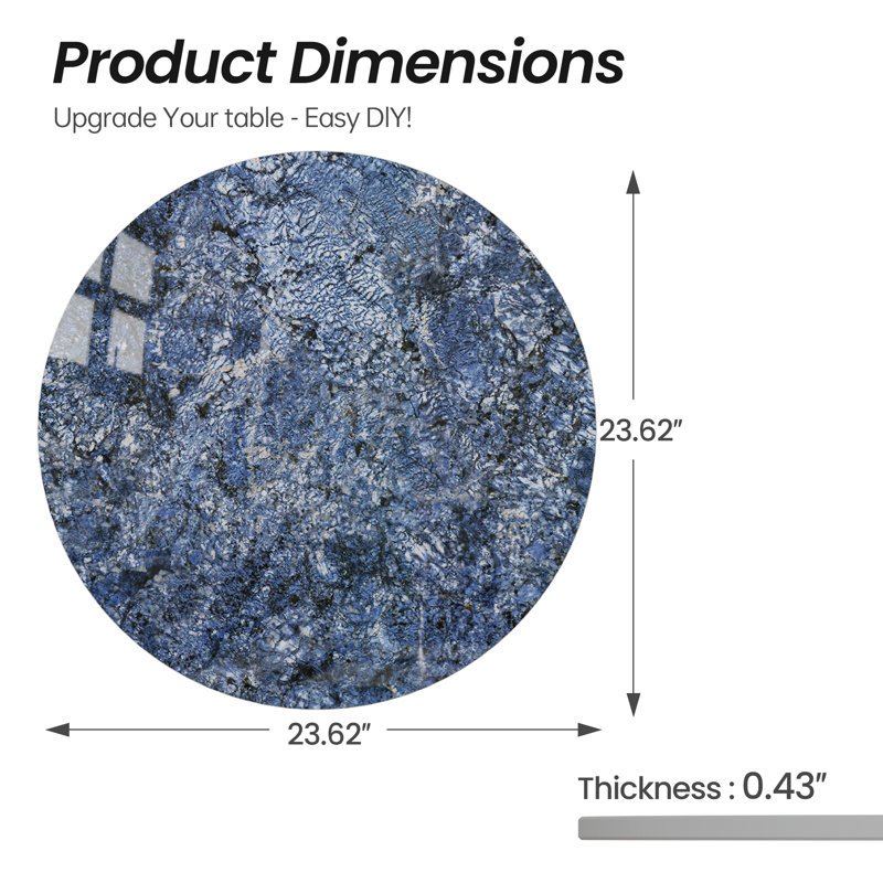 Plateau de table rond en granit bleu saphir brillant, remplacement intérieur / extérieur de bricolage pour toutes les tables