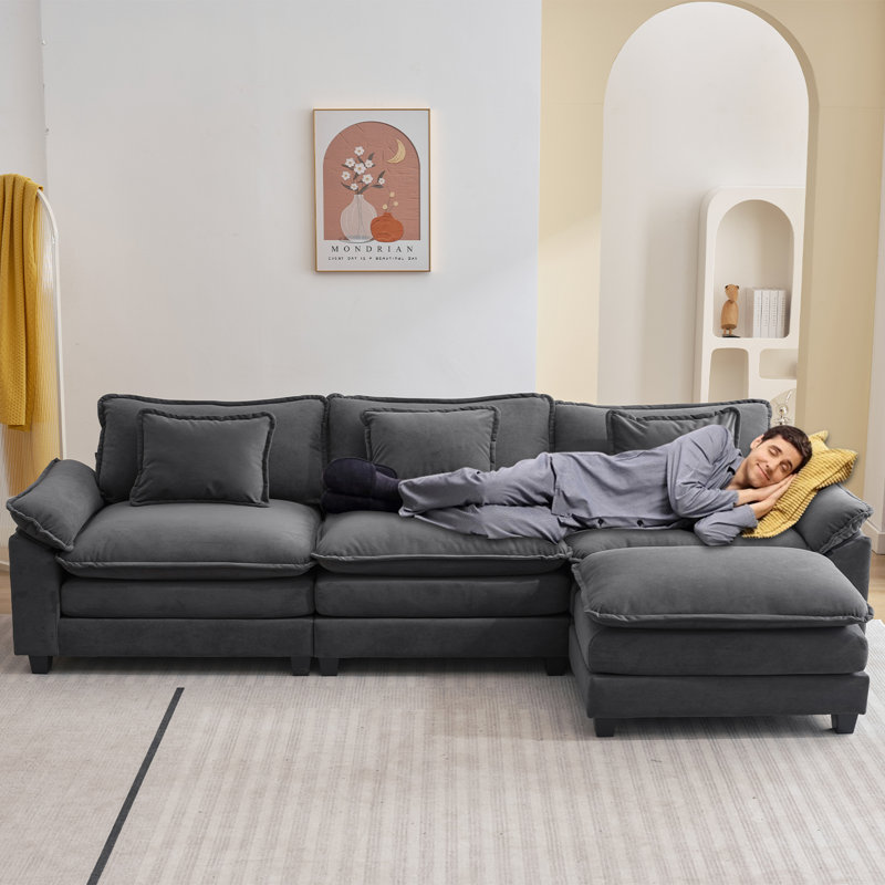 Canapé modulaire 120 po Comfy Cloud, Velours gris