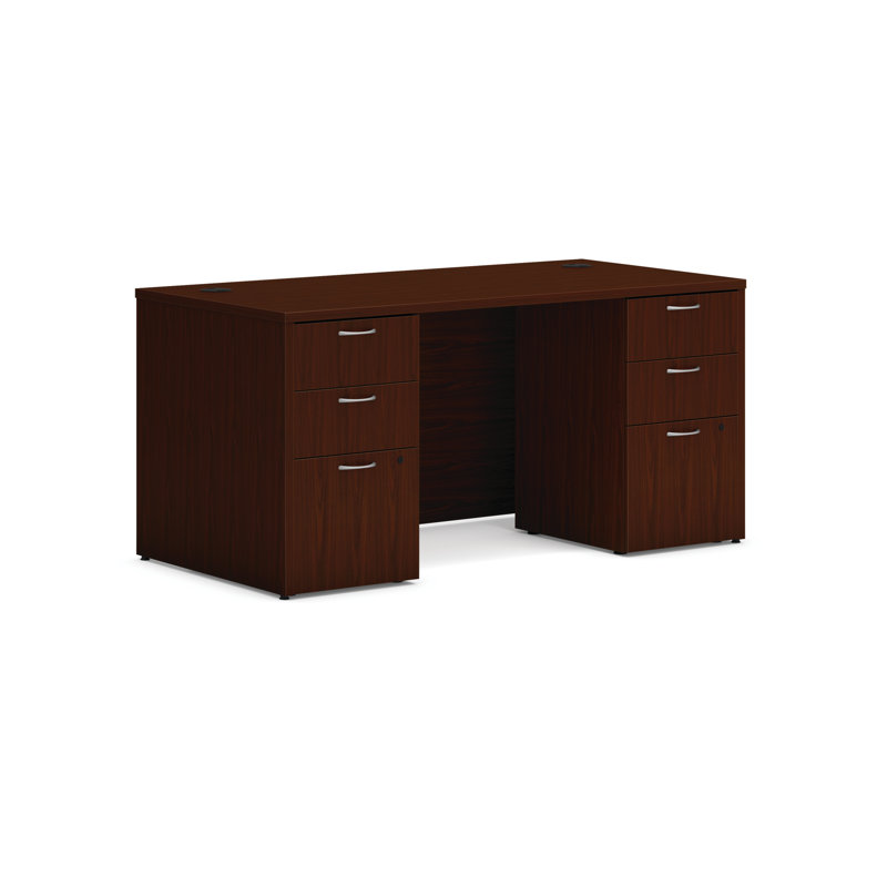 Bureau double caisson Mod 60 ", Acajou traditionnel