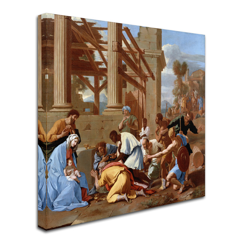 « the adoration of the magi », reproduction sur toile tendue, H 14 po x l 14 po