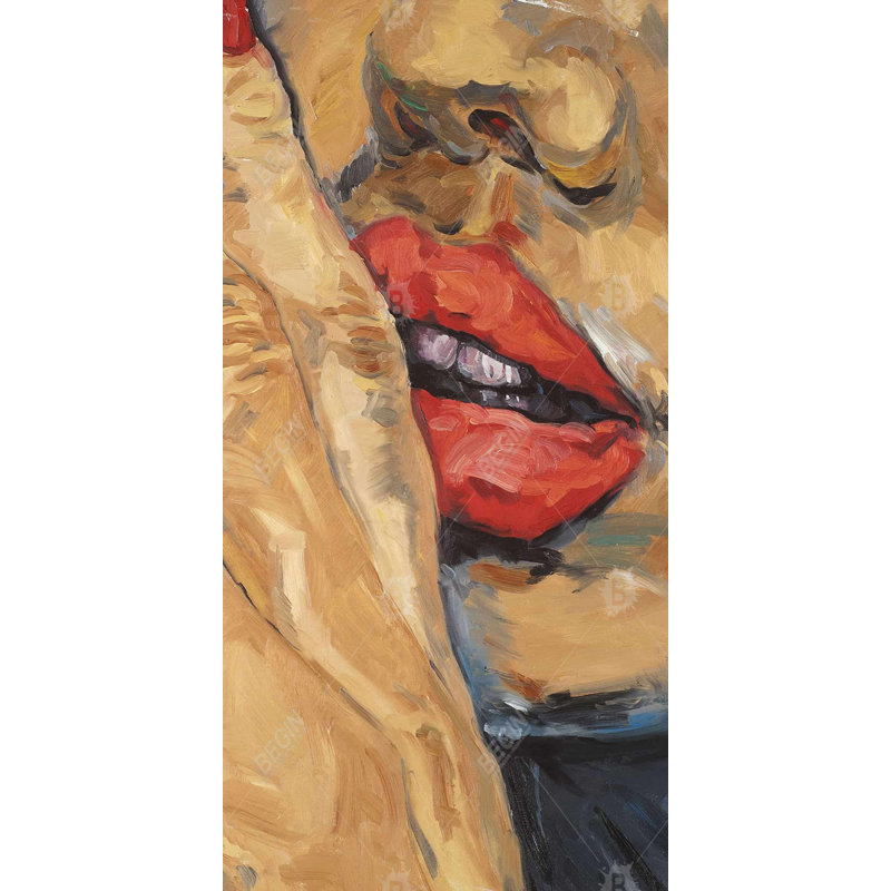 Shushing lips closeup - 15.75"x31.50" Desk mat