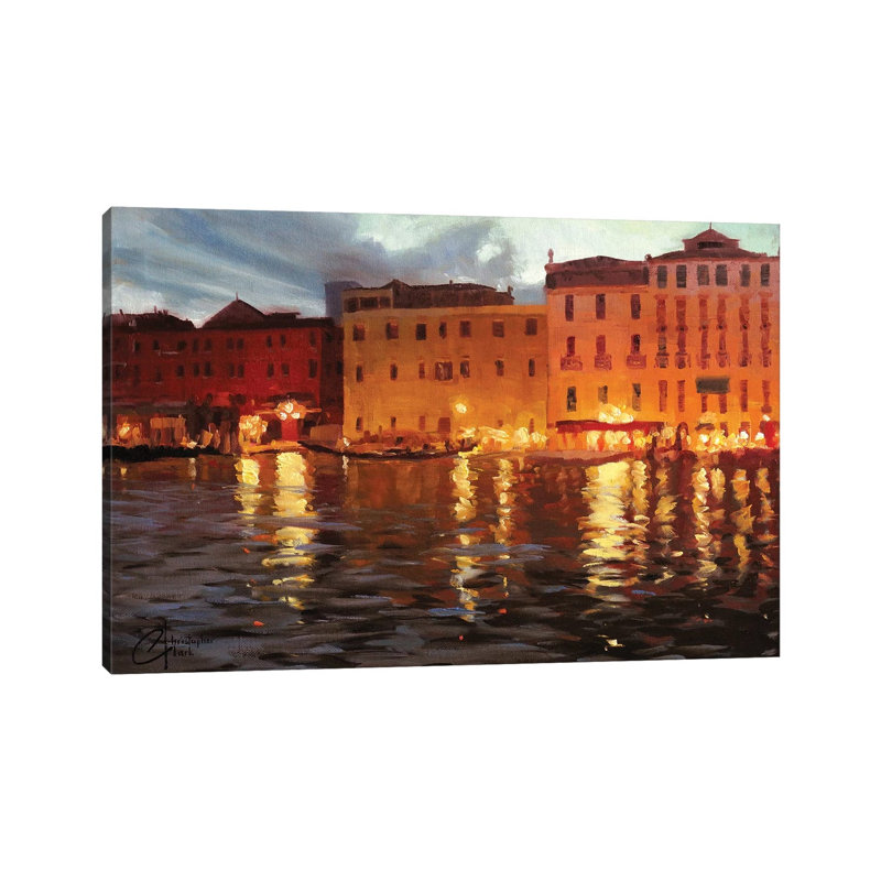 Venice Nights II by Christopher Clark - Floater Frame Print on Canvas, Wrapped Canvas, 20.32 cm H x 30.48 cm W