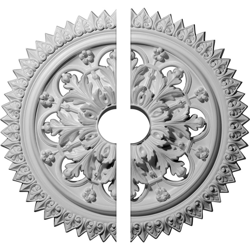 Endurathane York Ceiling Medallion, 21 5/8"OD x 3 1/2"ID x 2 1/2"P (Fits Canopies up to 3 5/8"), Two Piece, Factory Primed