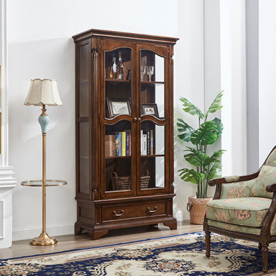 Armoire à vin 41,34 "avec porte en verre rétro avec rangement et tiroirs minimalistes