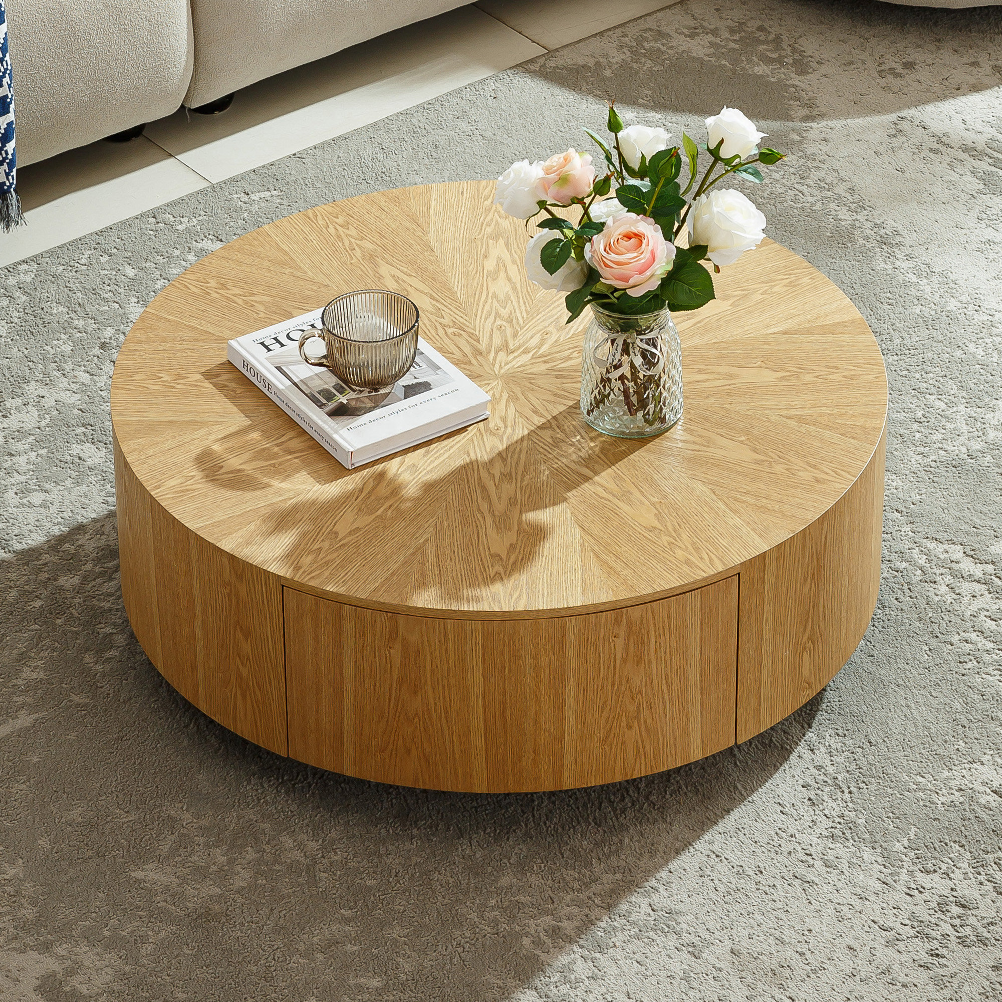 Corrigan Studio Modern Minimalist Round Coffee Table With Storage ...