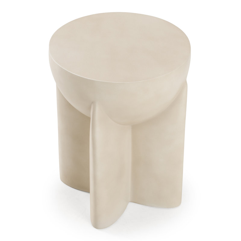 Soichi - Modern Concrete Round End Table, Ivory
